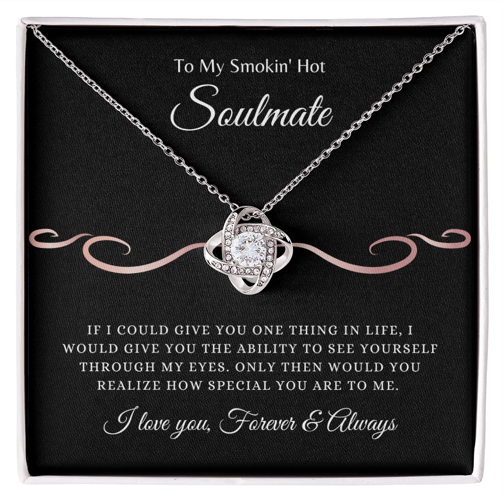 To my Smokin' Hot Soulmate | Love Knot Necklace 14K White Gold Finish / Standard Box Helenity Gift Shop
