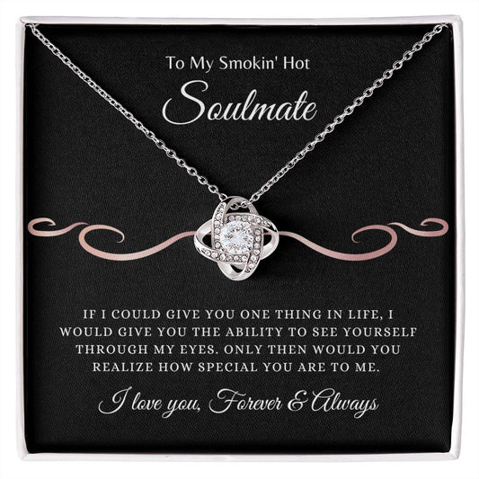 To my Smokin' Hot Soulmate | Love Knot Necklace 14K White Gold Finish / Standard Box Helenity Gift Shop