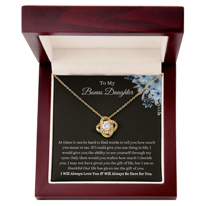 To Bonus Daughter | Love Knot Necklace 18K Yellow Gold Finish / Luxury Box Helenity Gift Shop