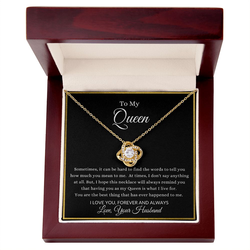 To My Queen | Love Knot Necklace 18K Yellow Gold Finish / Luxury Box Helenity Gift Shop