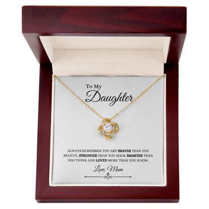 To My Daughter, Love Mum | Love Knot Necklace 18K Yellow Gold Finish / Luxury Box Helenity Gift Shop