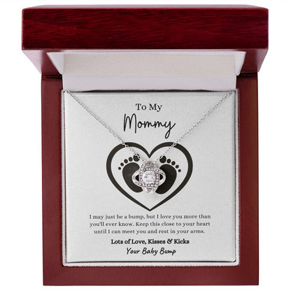 To My Mommy | I Love You More than You'll Ever Know (Love Knot Necklace) 14K White Gold Finish / Luxury Box Helenity Gift Shop