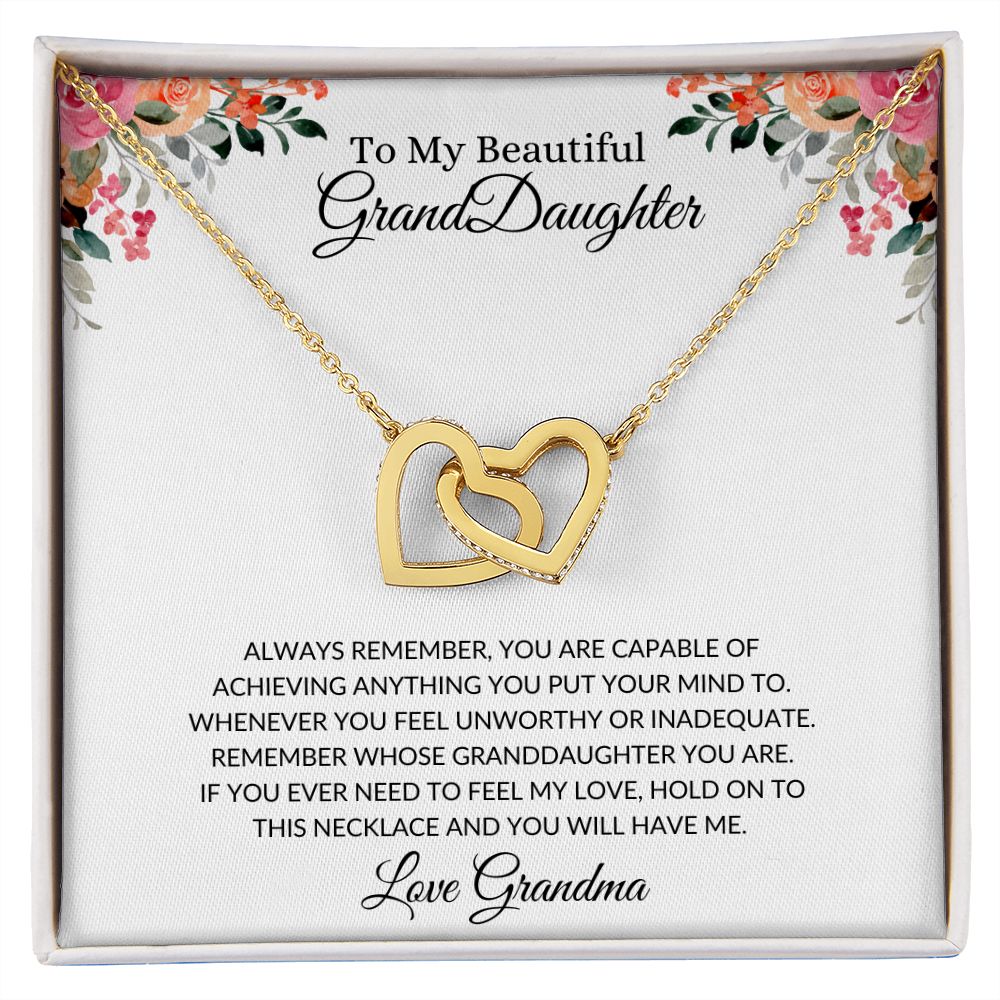 To My Beautiful Granddaughter | Interlocking Hearts Necklace 18K Yellow Gold Finish / Standard Box Helenity Gift Shop