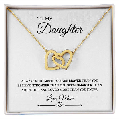 To My Daughter, Love Mum | Always Remember You are Loved (Interlocking Hearts) 18K Yellow Gold Finish / Standard Box Helenity Gift Shop