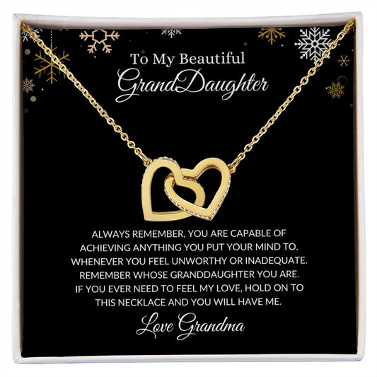 To My Beautiful Granddaughter | You are Capable Interlocking Heart Necklace 18K Yellow Gold Finish / Standard Box Helenity Gift Shop