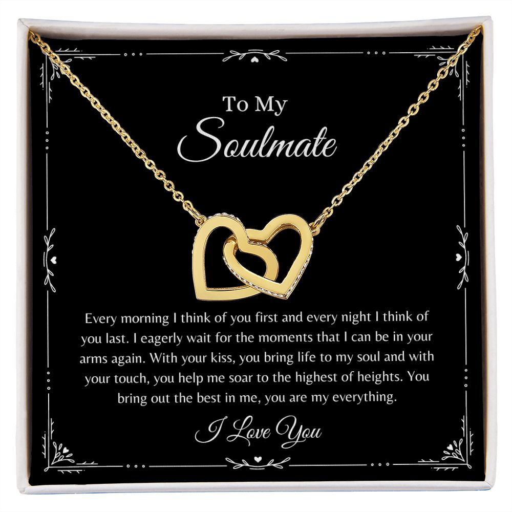 To My Soulmate, You are my Everything | Interlocking Hearts Necklace 18K Yellow Gold Finish / Standard Box Helenity Gift Shop