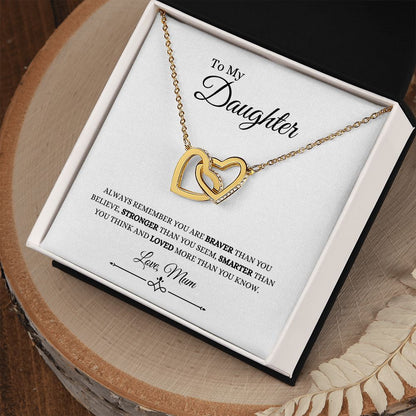 To My Daughter, Love Mum | Always Remember You are Loved (Interlocking Hearts) Helenity Gift Shop