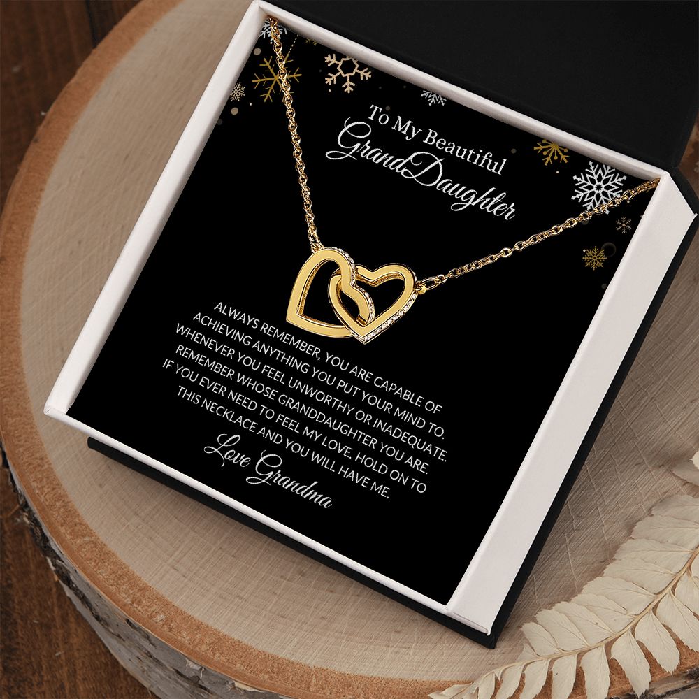 To My Beautiful Granddaughter | You are Capable Interlocking Heart Necklace Helenity Gift Shop