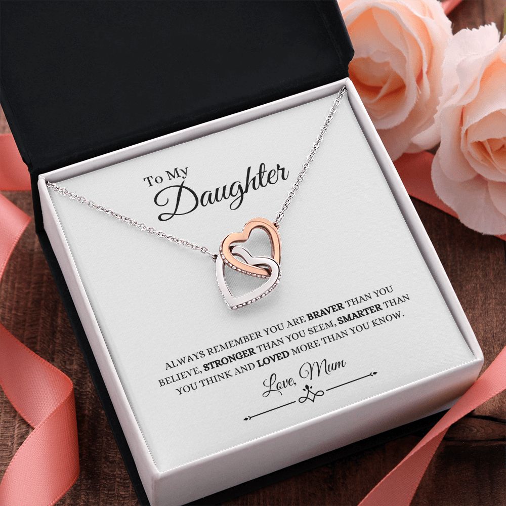 To My Daughter, Love Mum | Always Remember You are Loved (Interlocking Hearts) Helenity Gift Shop