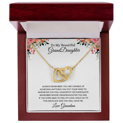 To My Beautiful Granddaughter | Interlocking Hearts Necklace 18K Yellow Gold Finish / Luxury Box Helenity Gift Shop