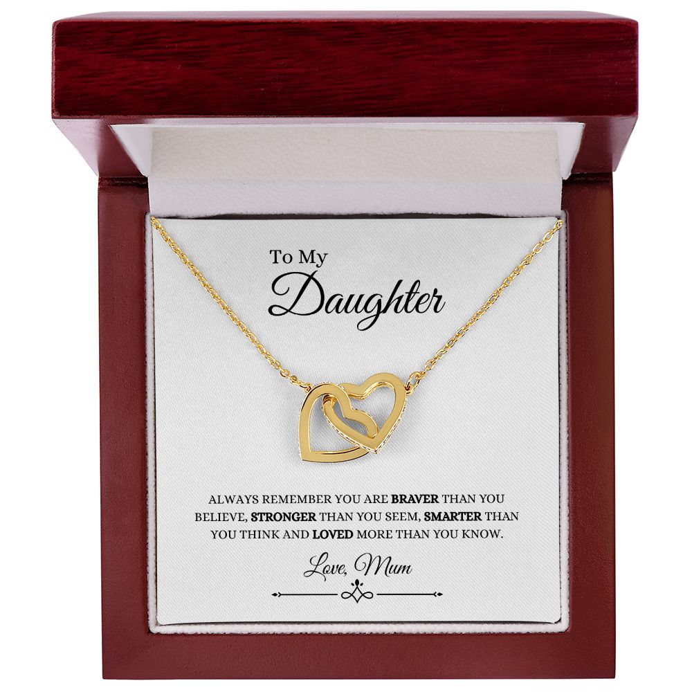 To My Daughter, Love Mum | Always Remember You are Loved (Interlocking Hearts) 18K Yellow Gold Finish / Luxury Box Helenity Gift Shop