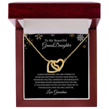 To My Beautiful Granddaughter | You are Capable Interlocking Heart Necklace 18K Yellow Gold Finish / Luxury Box Helenity Gift Shop