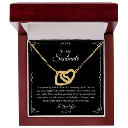 To My Soulmate, You are my Everything | Interlocking Hearts Necklace 18K Yellow Gold Finish / Luxury Box Helenity Gift Shop