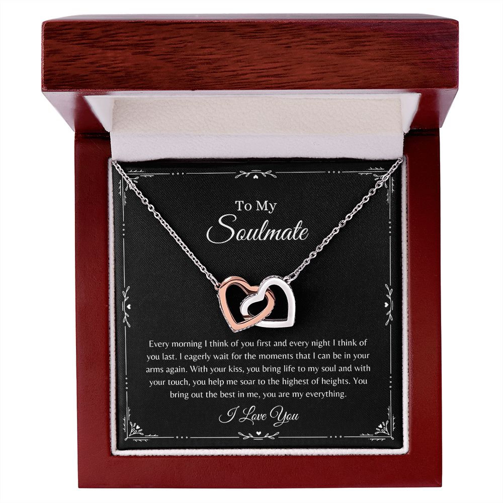 To My Soulmate, You are my Everything | Interlocking Hearts Necklace Polished Stainless Steel & Rose Gold Finish / Luxury Box Helenity Gift Shop