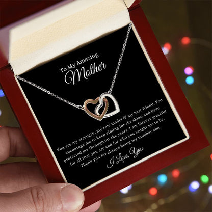 To My Amazing Mother You are my Strength | Interlocking Hearts Necklace Helenity Gift Shop
