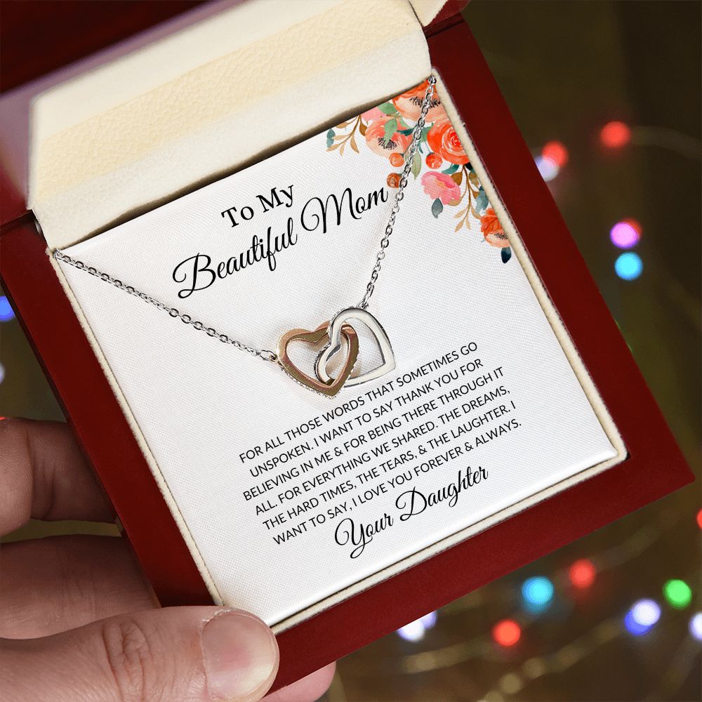 To My Beautiful Mom | Interlocking Hearts Necklace Helenity Gift Shop