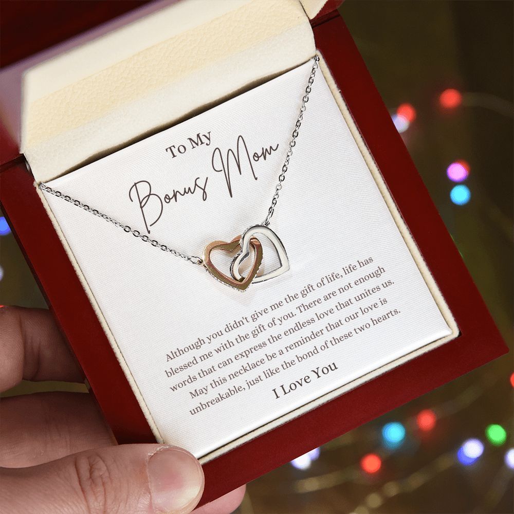 My Bonus Mom, Unbreakable Love | Interlocking Hearts Necklace Helenity Gift Shop