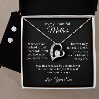 To My Beautiful Mother, A Blessing in my Life | Forever Love Necklace & Earring Set