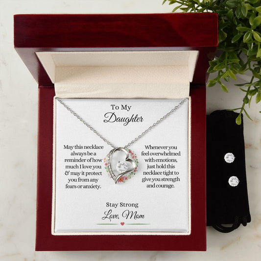 To My Daughter Stay Strong | Forever Necklace & Earring Set Helenity Gift Shop