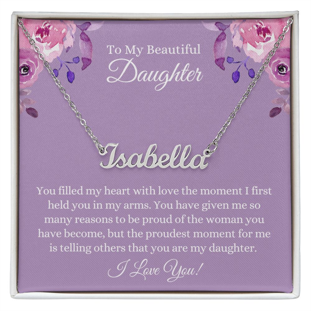 To My Beautiful Daughter | Personalized Name Necklace Polished Stainless Steel / Standard Box Helenity Gift Shop