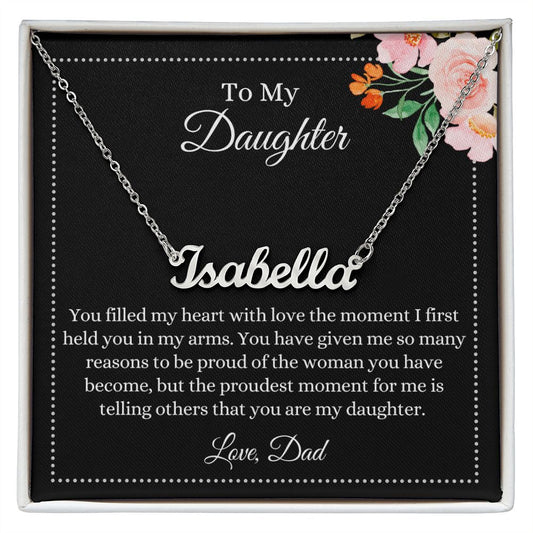 To My Daughter, Love Dad | Custom Name Necklace Polished Stainless Steel / Standard Box Helenity Gift Shop