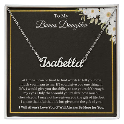 To My Bonus Daughter | Custom Name Necklace Polished Stainless Steel / Standard Box Helenity Gift Shop