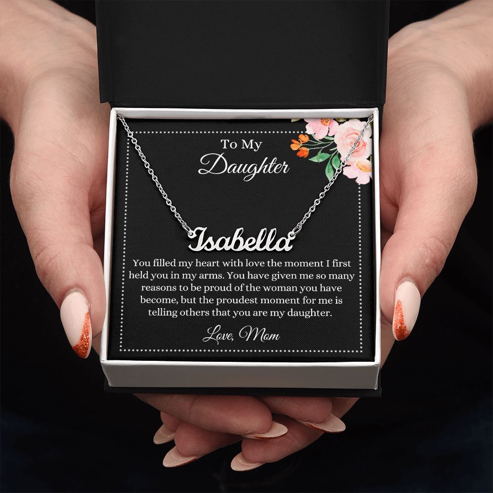 To My Daughter, Love Mom | Custom Name Necklace Helenity Gift Shop