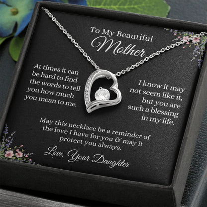 To My Beautiful Mother, From Daughter | A Blessing in my Life | Forever Love Necklace & Earring Set