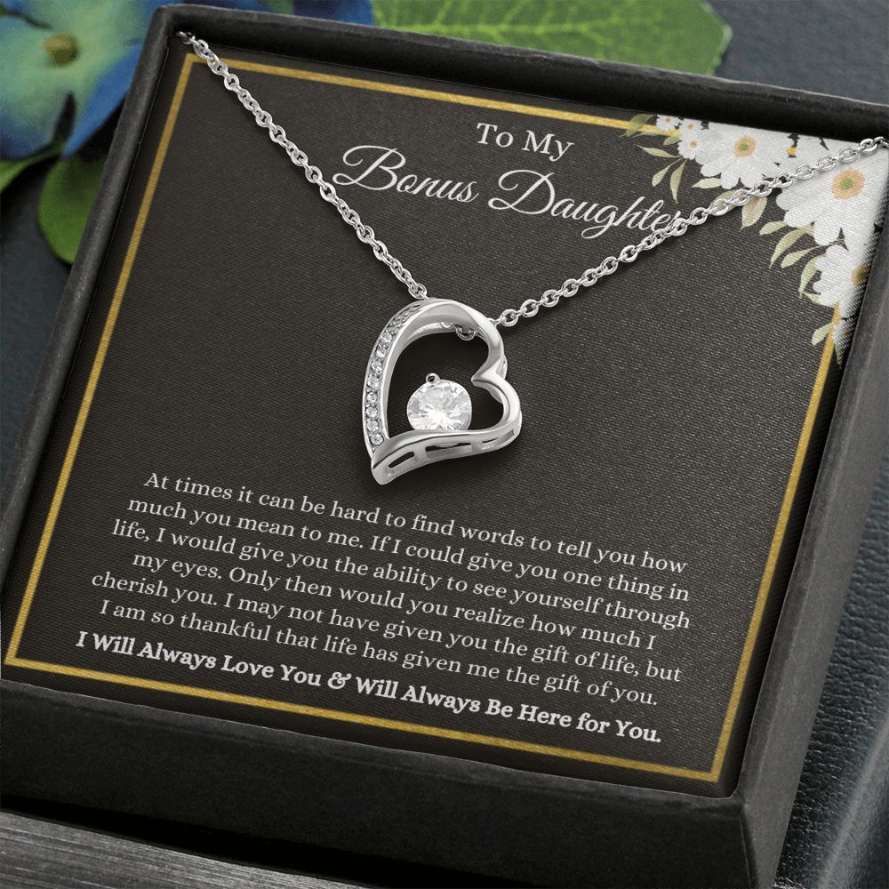 To My Bonus Daughter, Thankful for You | Forever Love Necklace Helenity Gift Shop