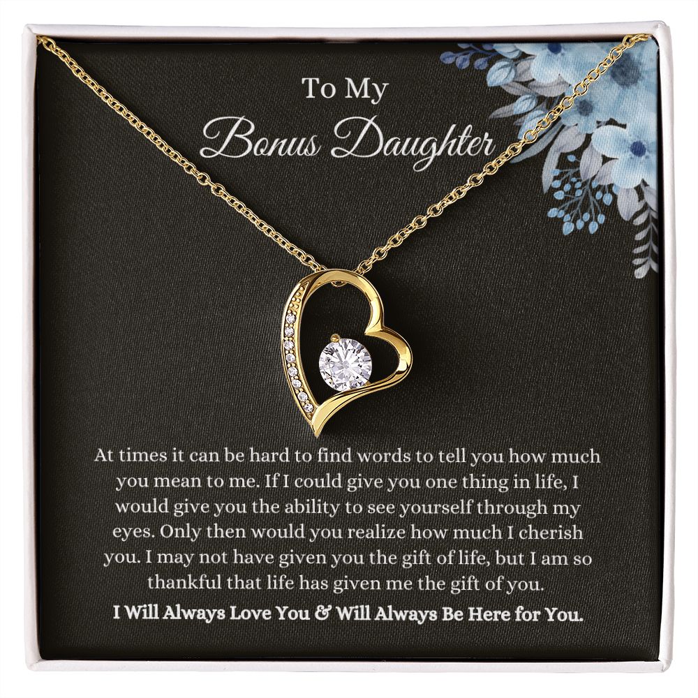 To My Bonus Daughter | Forever Love Necklace 18k Yellow Gold Finish / Standard Box Helenity Gift Shop