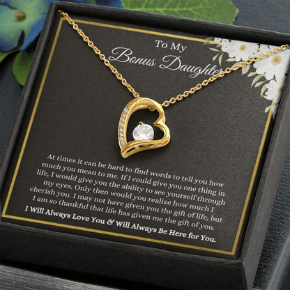 To My Bonus Daughter, Thankful for You | Forever Love Necklace Helenity Gift Shop