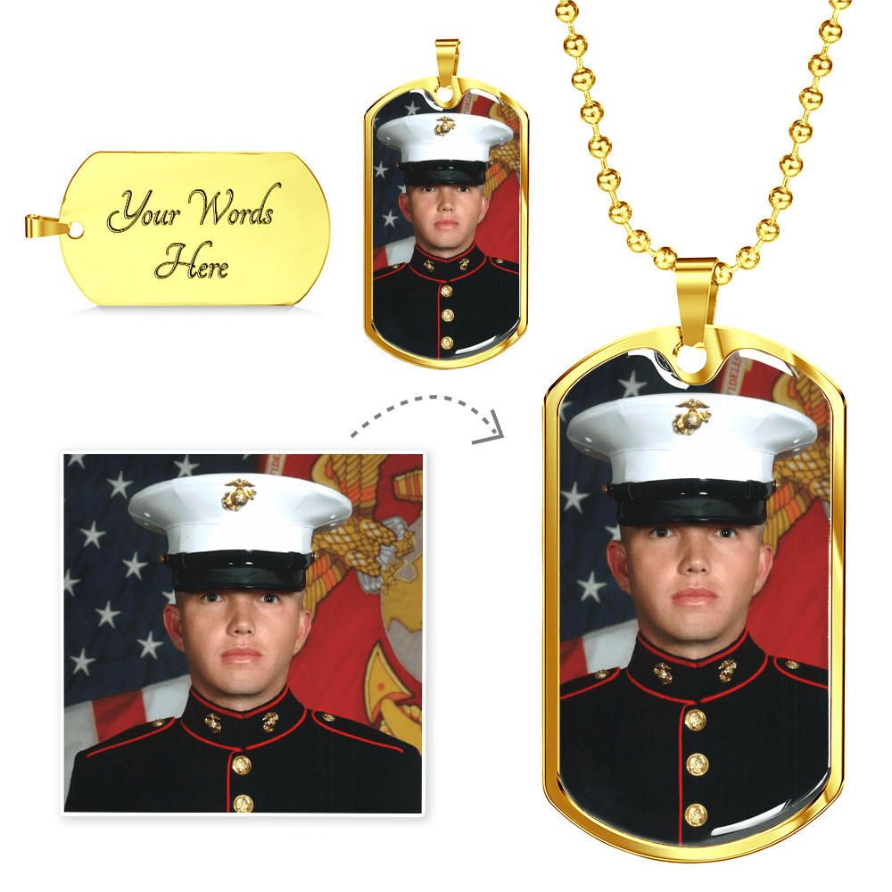 CustomizeMe-Dog Tag with Chain Military Chain (Gold) / Yes Helenity Gift Shop