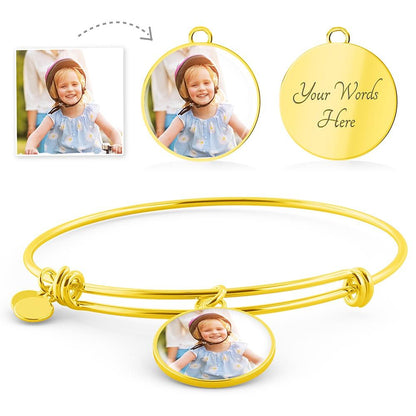 CustomizeMe-Round Pendant Bangle Helenity Gift Shop