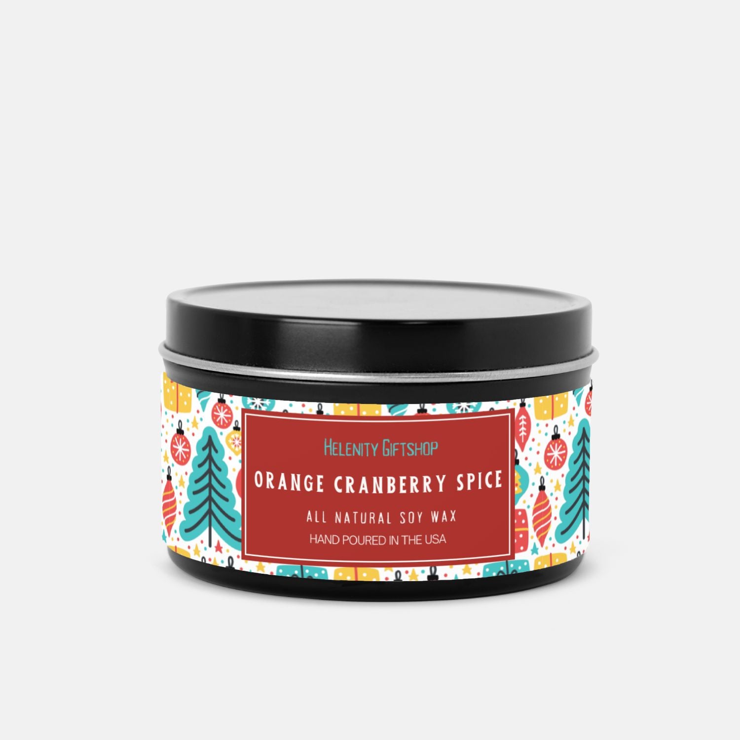 Cranberry Orange Spice Tin Candle 8oz Winter Collection Helenity Gift Shop
