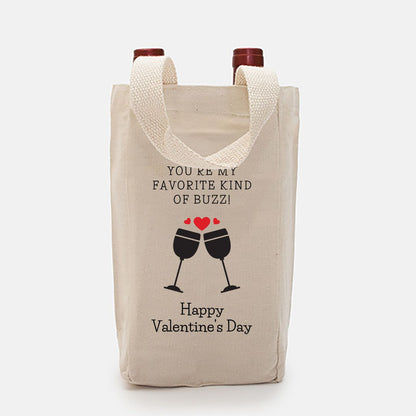 You're My Favorite Kind of Buzz! (Toast) - Valentine's Day Double Wine Tote Bag Helenity Gift Shop