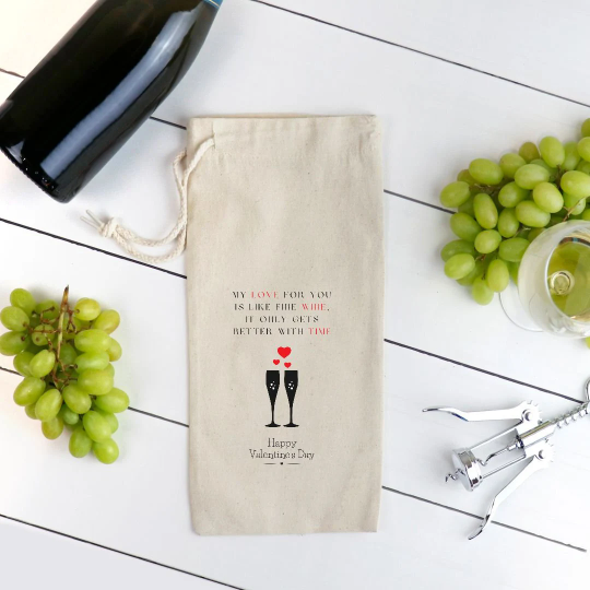 My Love for you is like Fine Wine- Valentine's Day Wine Tote Bag Helenity Gift Shop