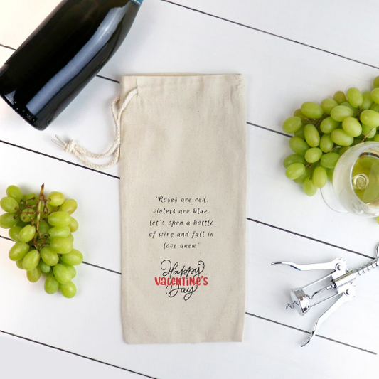 Rose are Red, Violets are Blue- Valentine's Day Wine Tote Bag Helenity Gift Shop