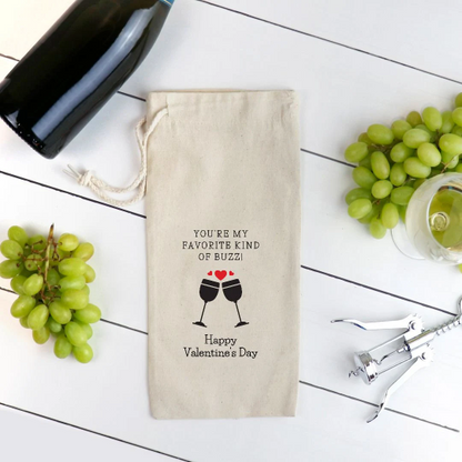 You're My Favorite Kind of Buzz! (Toast) - Valentine's Day Wine Tote Bag Helenity Gift Shop