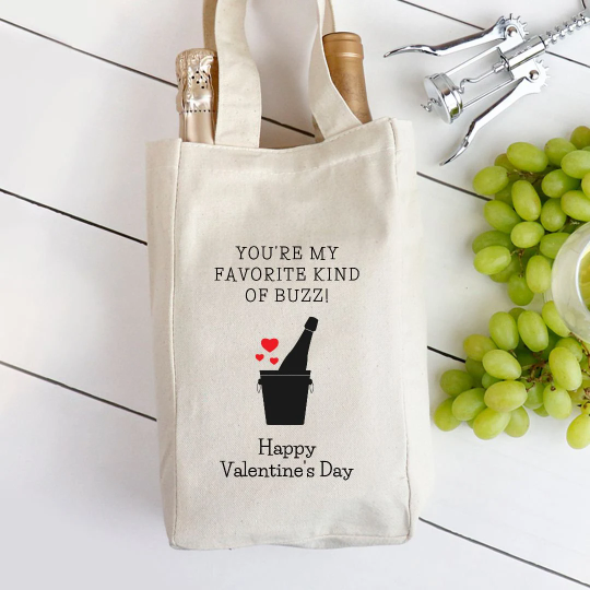 You're My Favorite Kind of Buzz! - Valentine's Day Double Wine Tote Bag Helenity Gift Shop