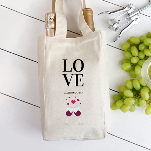 LOVE Valentine's Day - Double Wine Tote Bag Helenity Gift Shop