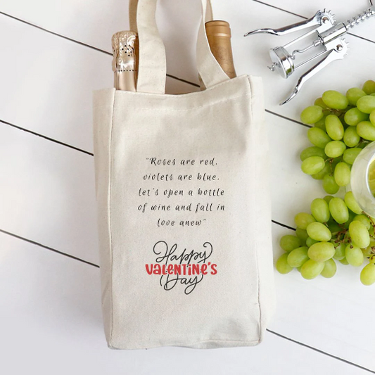 Rose are Red, Violets are Blue- Valentine's Day Double Wine Tote Bag Helenity Gift Shop