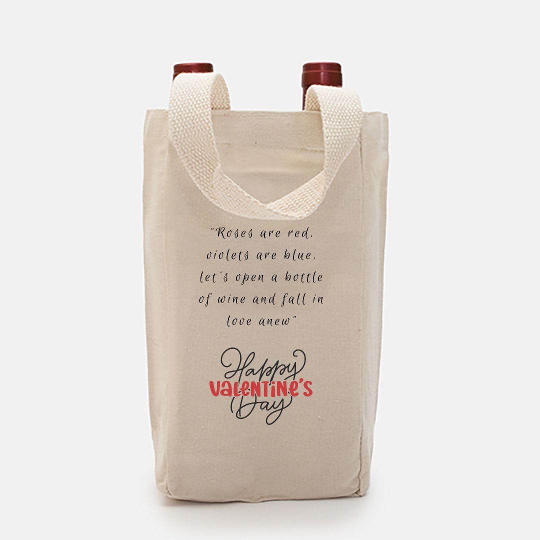Rose are Red, Violets are Blue- Valentine's Day Double Wine Tote Bag Helenity Gift Shop