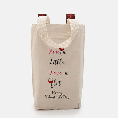 Wine a Little, Love a Lot - Valentine's Day Double Wine Tote Bag Helenity Gift Shop
